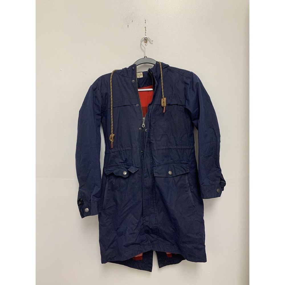 Bridge & Burn Womens Long Sleeve Front Zip Wax Hooded Jacket Blue Size XS